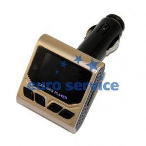 FM модулятор Micro SD+USB+пульт чёрно-золотистый 006