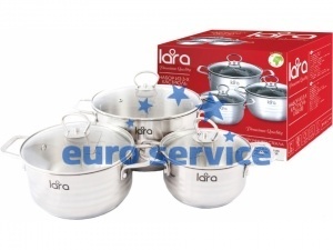 Набор посуды LARA Bell LR02-110 кастрюля 4,7л, сковорода 24см, сотейник 1,7л